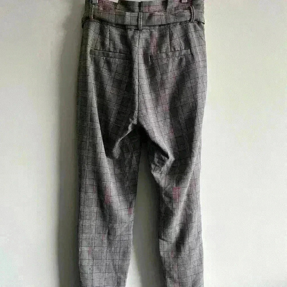 Vero  Moda Women’s Plaid Grey High Waisted Wrap Tie Trouser Office Pants Medium - Picture 7 of 16